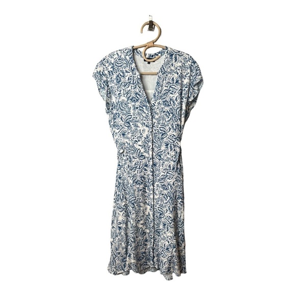 Caroll Paris Dresses & Skirts - CAROLL Paris Blue White Vintage Rose Tie Back Garden Party MIDI Dress Size 6